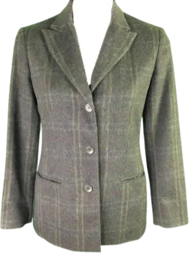 00's Green Plaid Wool Blazer by Andrea Viccaro