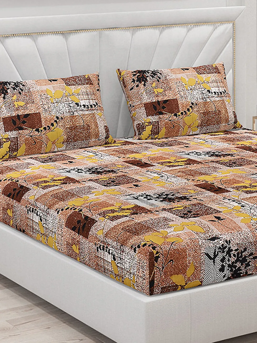 125 GSM Polyester Double Bed Bedsheet with 2 Pillow Covers