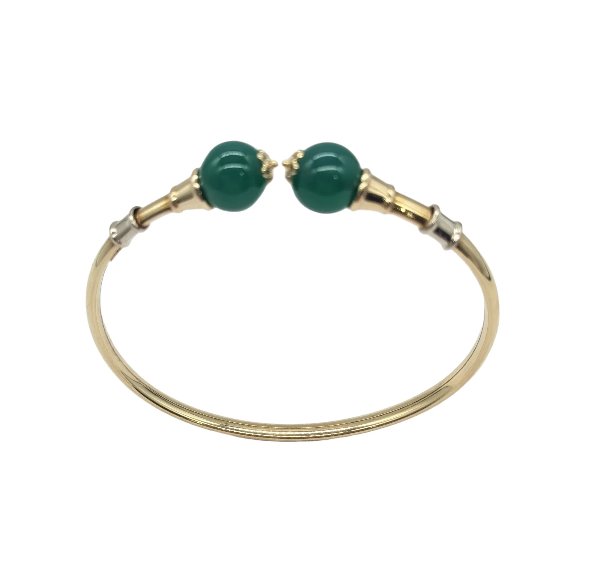 14 karat Gold and Green Jade Bangle