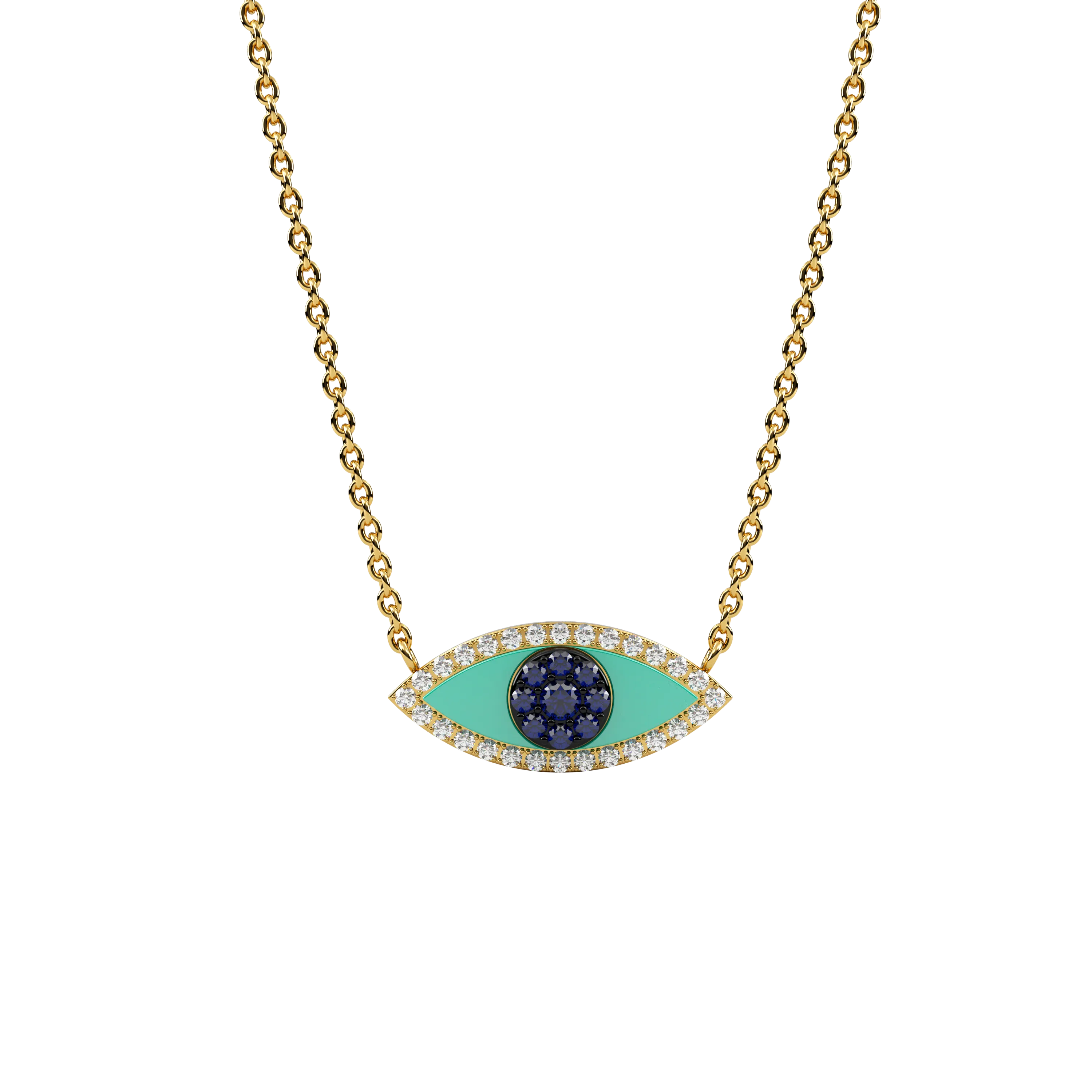 14k Turquoise Eye Necklace