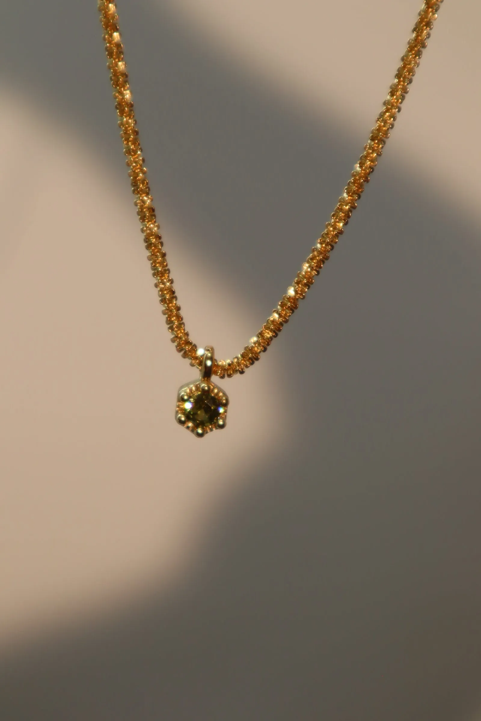 18K Real Gold Plated Green Gem Shimmer Necklace