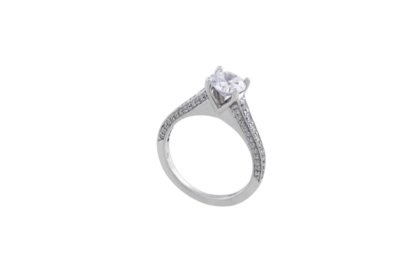 18k White Gold Modern Bead And Bright Setting Solitaire Ring