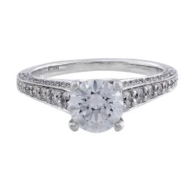 18k White Gold Modern Bead And Bright Setting Solitaire Ring