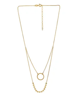 18Kt Gold Plated Inline Ball Double Chain Necklace For Women