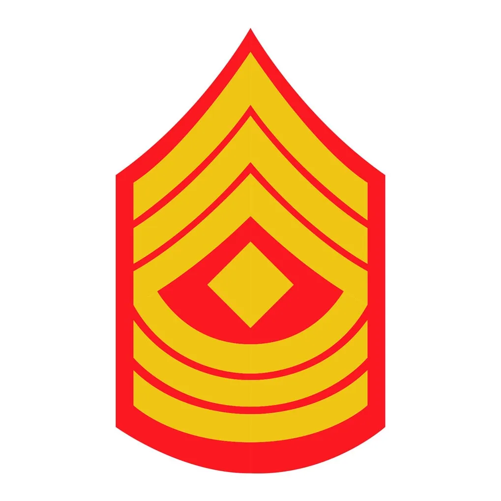 1st Sgt Red and Gold Rank Insignia 2 1/4" x 3 1/4" Decal