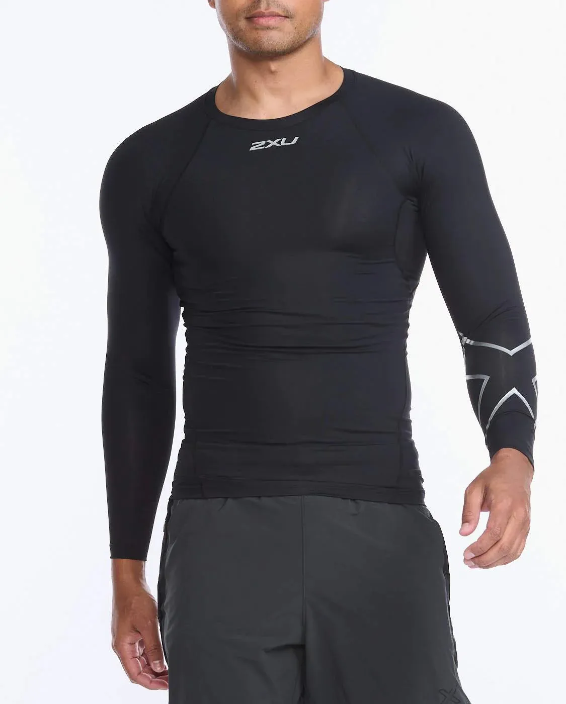 2XU Mens Core Compression Long Sleeve Top - Black/Silver