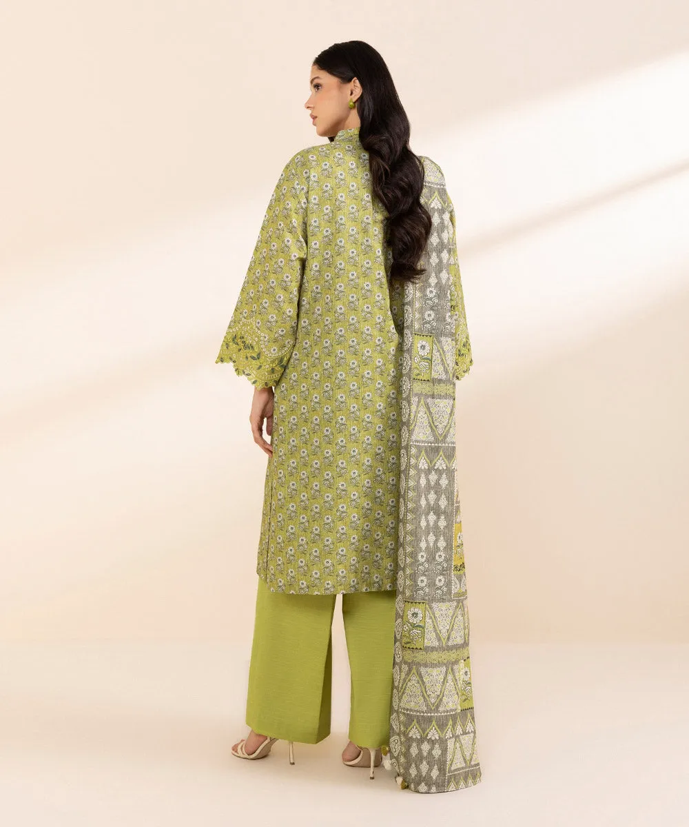 3 Piece - Embroidered Light Khaddar Suit