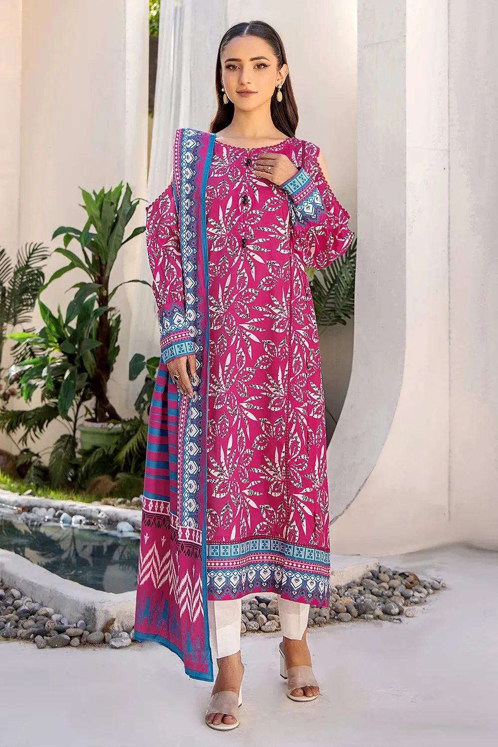 3PC Printed Unstitched Lawn Suit KLA-2413