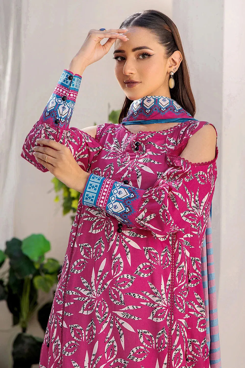 3PC Printed Unstitched Lawn Suit KLA-2413