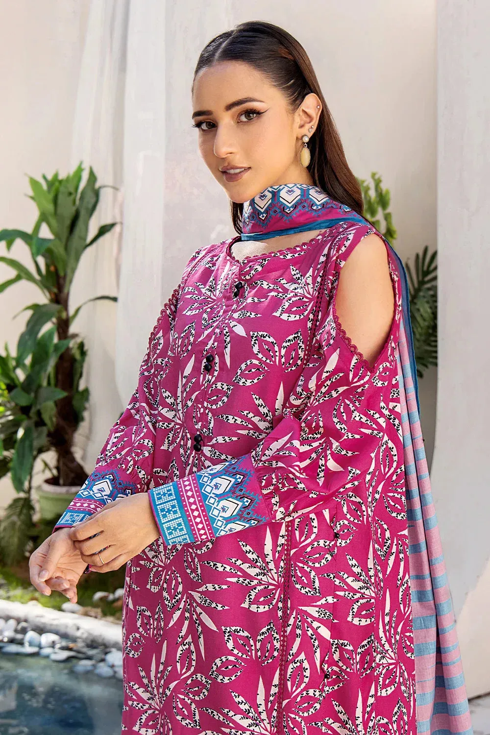 3PC Printed Unstitched Lawn Suit KLA-2413