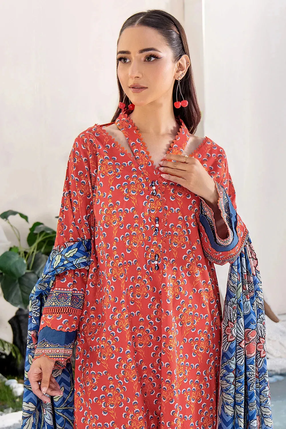 3PC Printed Unstitched Lawn Suit KLA-2414