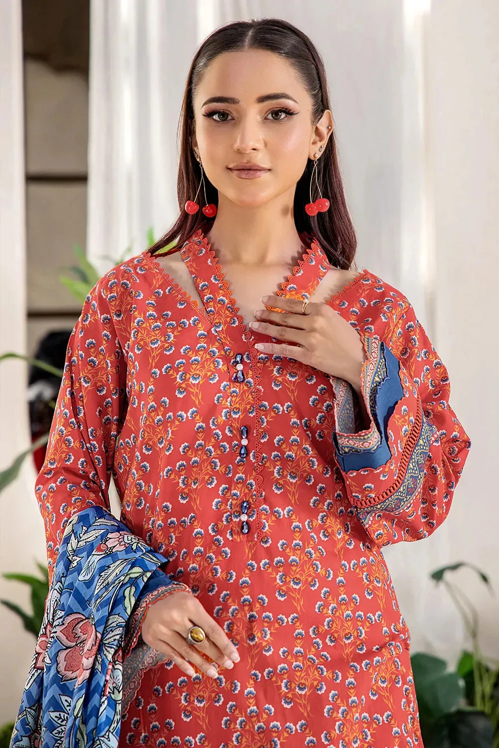 3PC Printed Unstitched Lawn Suit KLA-2414