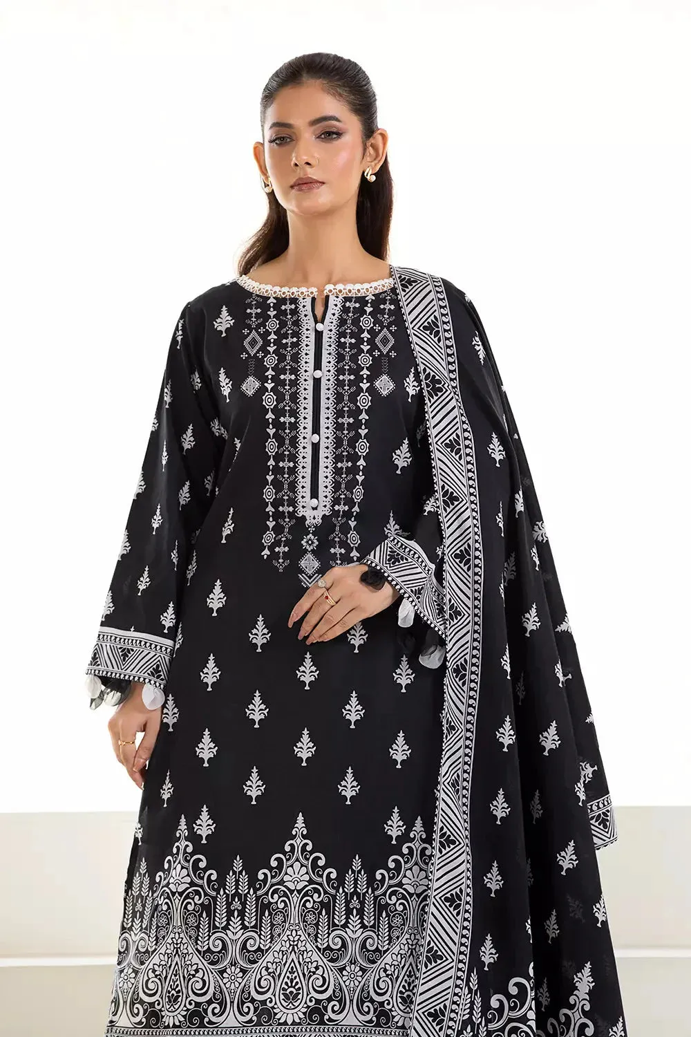 3PC Printed Unstitched Lawn Suit KLA-2745