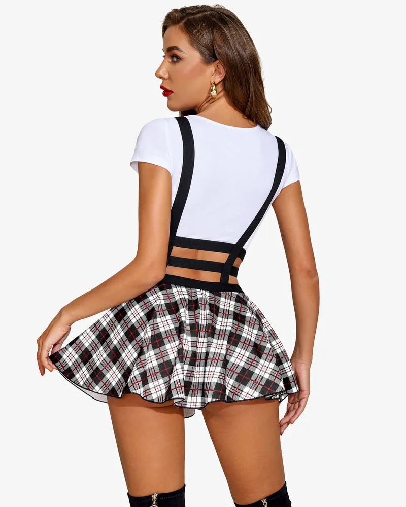 A-Line Pleated Short Braces Skirt