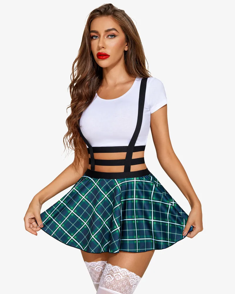 A-Line Pleated Short Braces Skirt