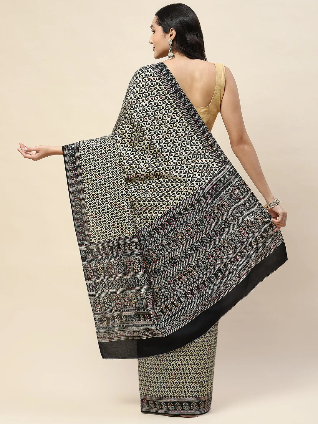 Abstract Printed Cotton Saree