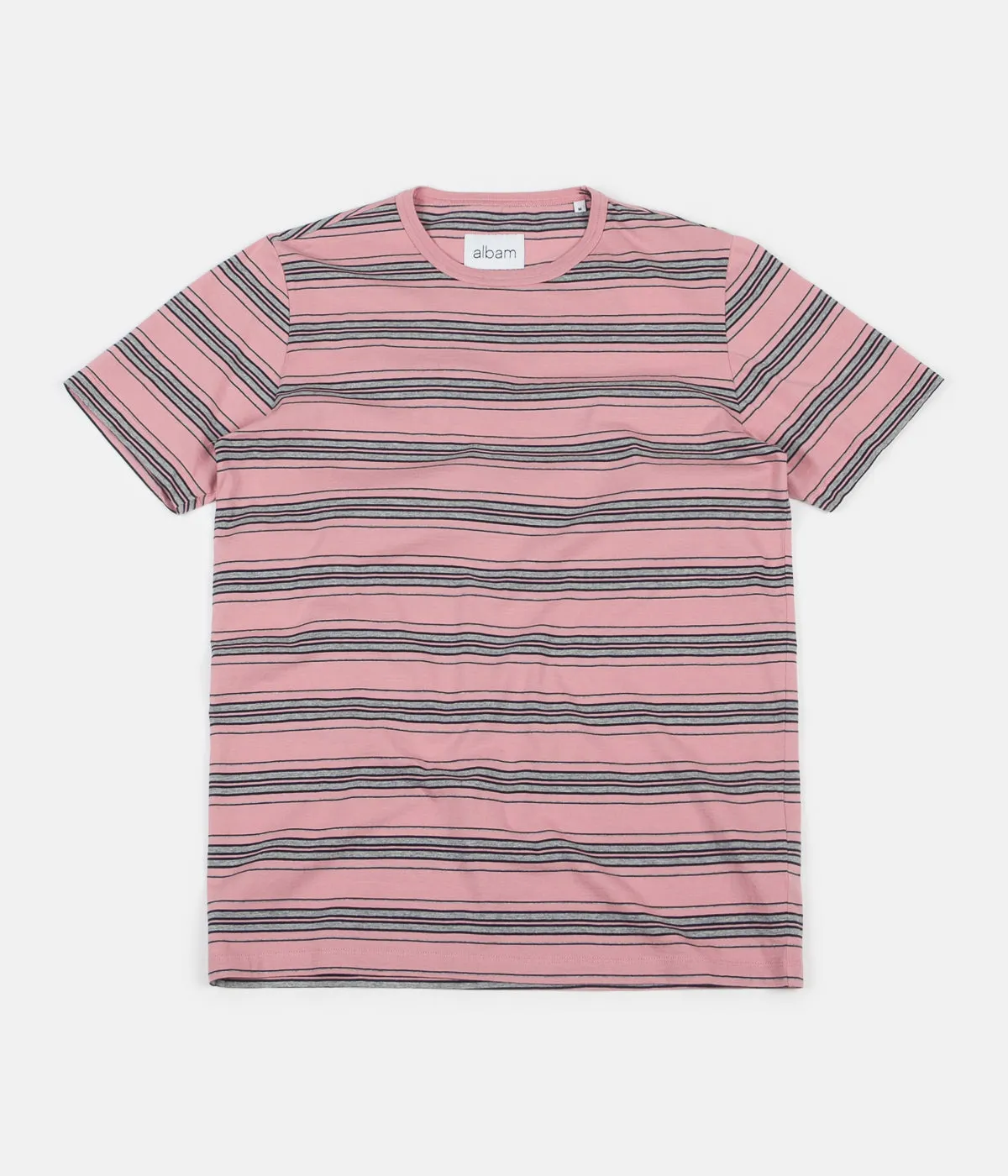 Albam Vintage Stripe T-Shirt - Dusty Cedar / Navy / Grey Marl