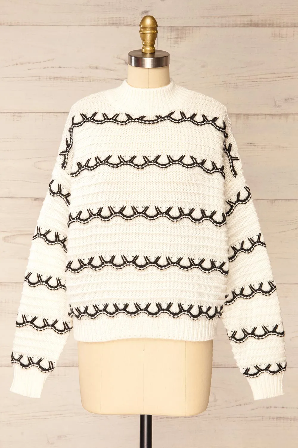 Alfreton Ivory | Mock Neck Knit Sweater