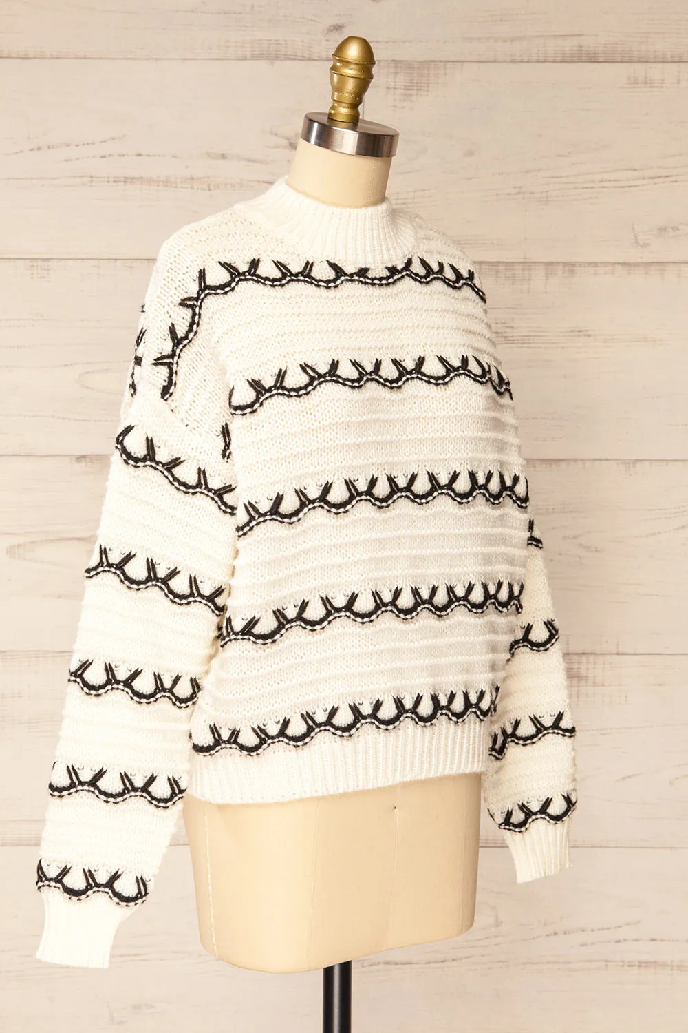 Alfreton Ivory | Mock Neck Knit Sweater