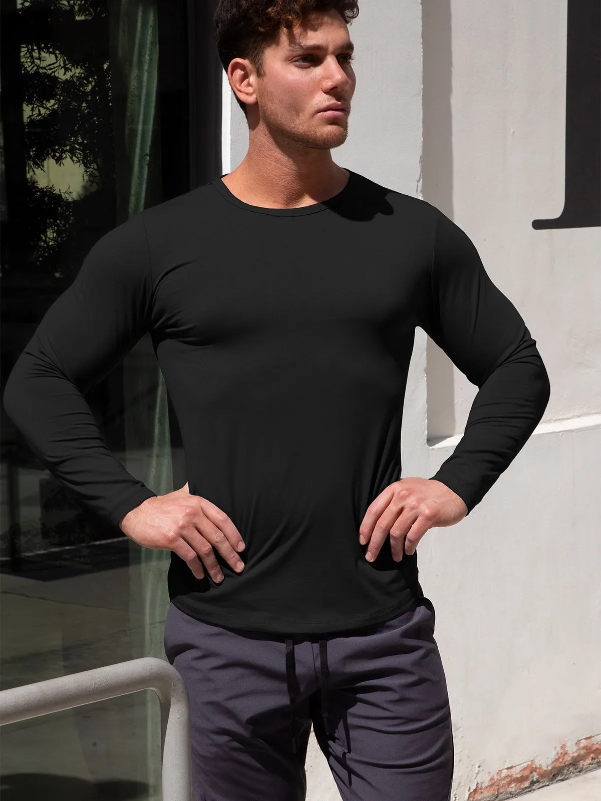 All Day Elite Curve-Hem Tee Long Sleeve