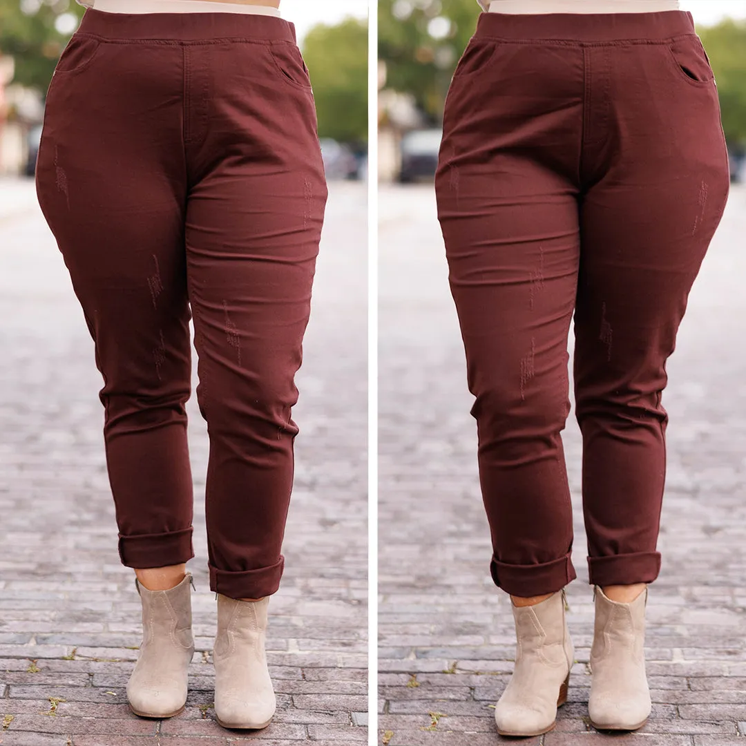 All The Answers Jeggings, Burgundy