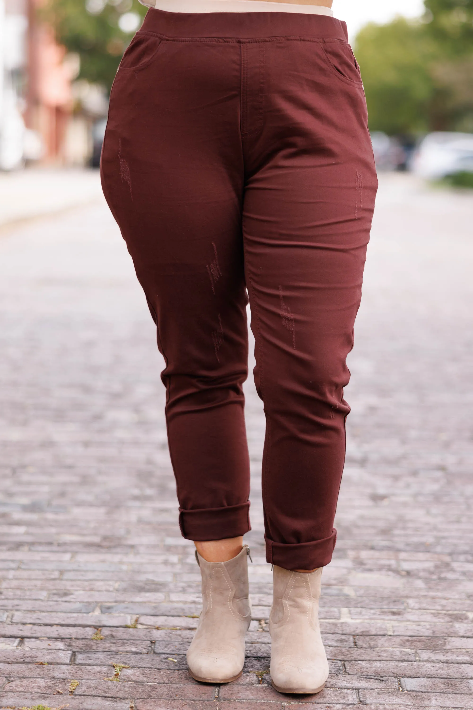 All The Answers Jeggings, Burgundy