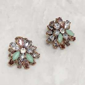 ASHA Pastel & Mint Green Rhinestone Stud Earrings