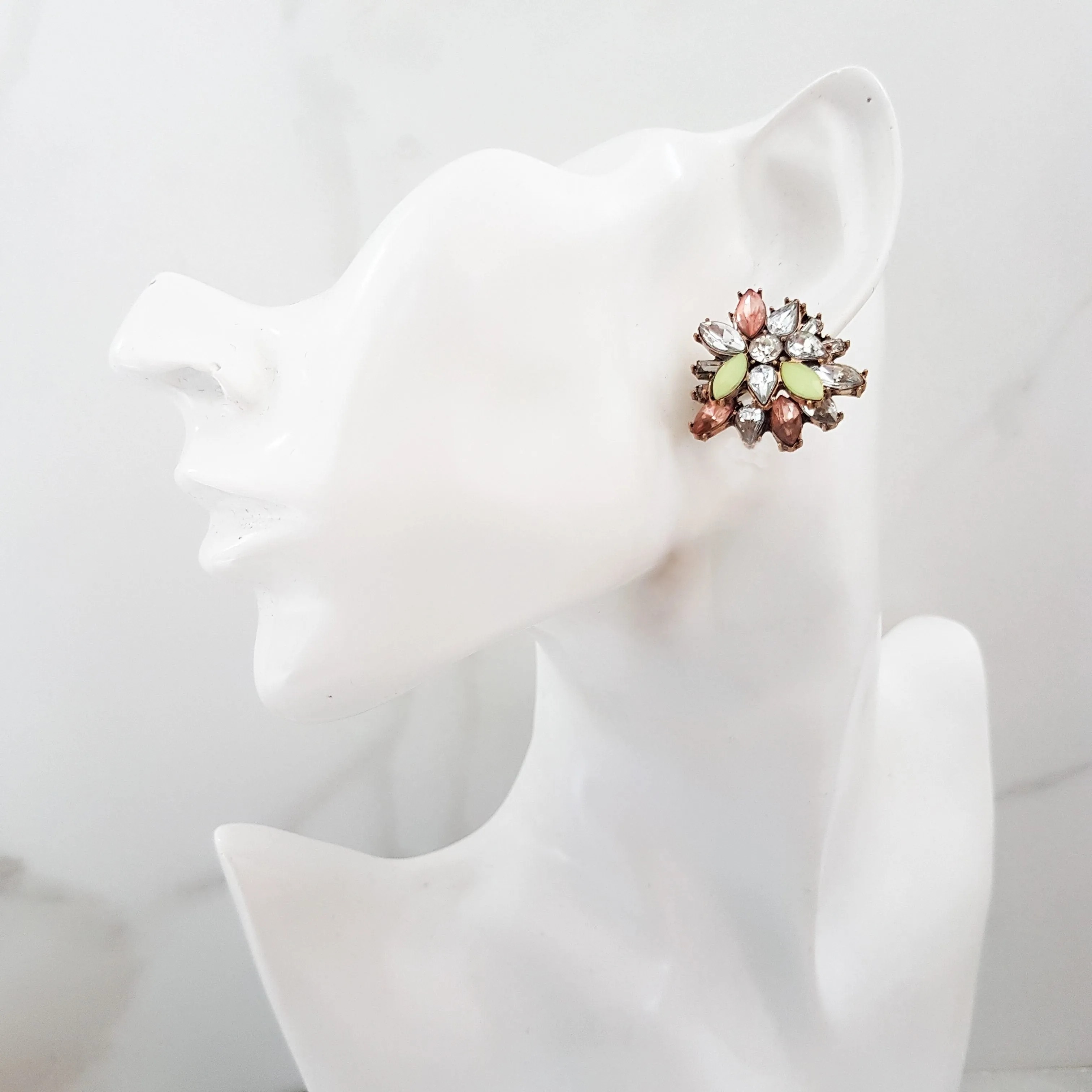 ASHA Pastel & Mint Green Rhinestone Stud Earrings