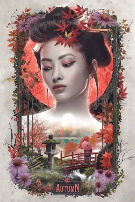 Autumn Geisha Plexi Glass Wall Art