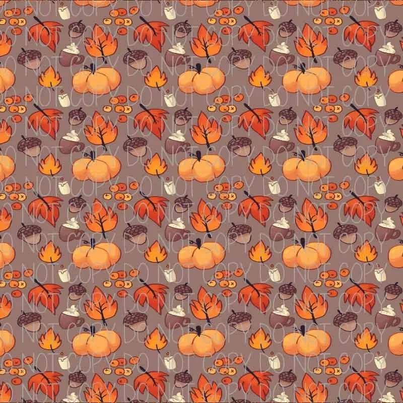 Autumn Pumpkins, Leaves, and Acorns Patterned Heat Transfer Vinyl (HTV)