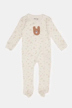 Baby Beige Koala Printed Sleepsuit