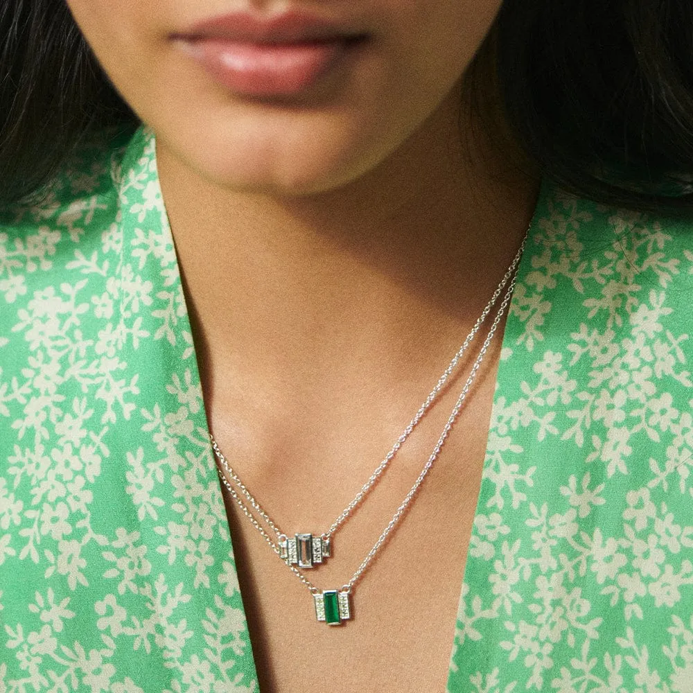 Beloved Green Onyx Baguette Necklace Sterling Silver