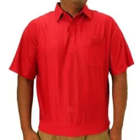 Big and Tall Tone on Tone Textured Knit Short Sleeve Banded Bottom Shirt - 6010-16BT - Red