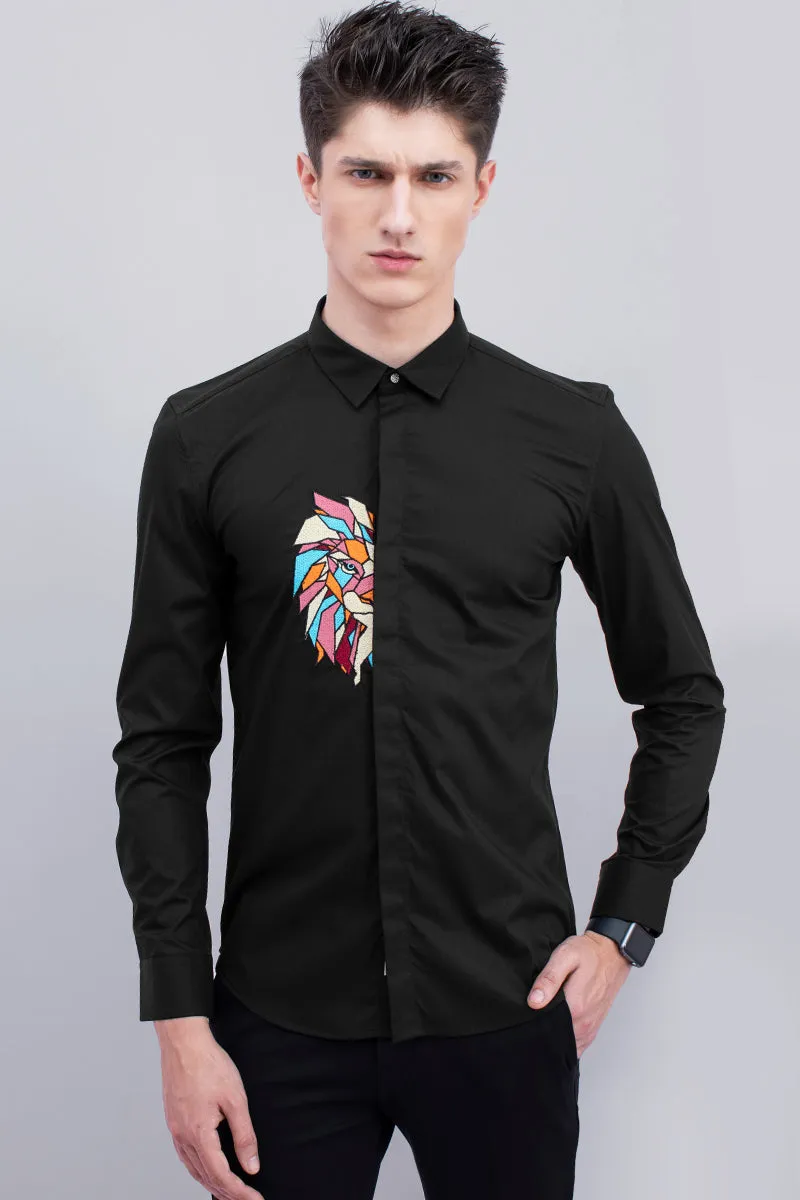 Black Lion Embroidery Shirt