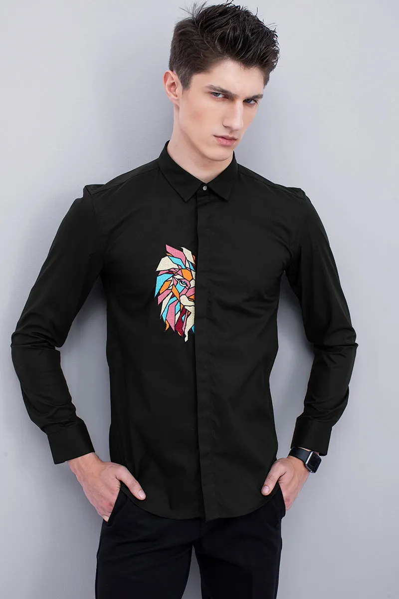 Black Lion Embroidery Shirt