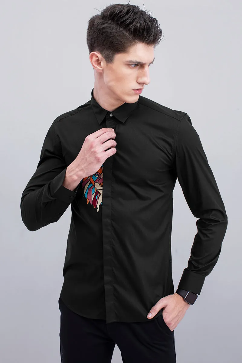 Black Lion Embroidery Shirt