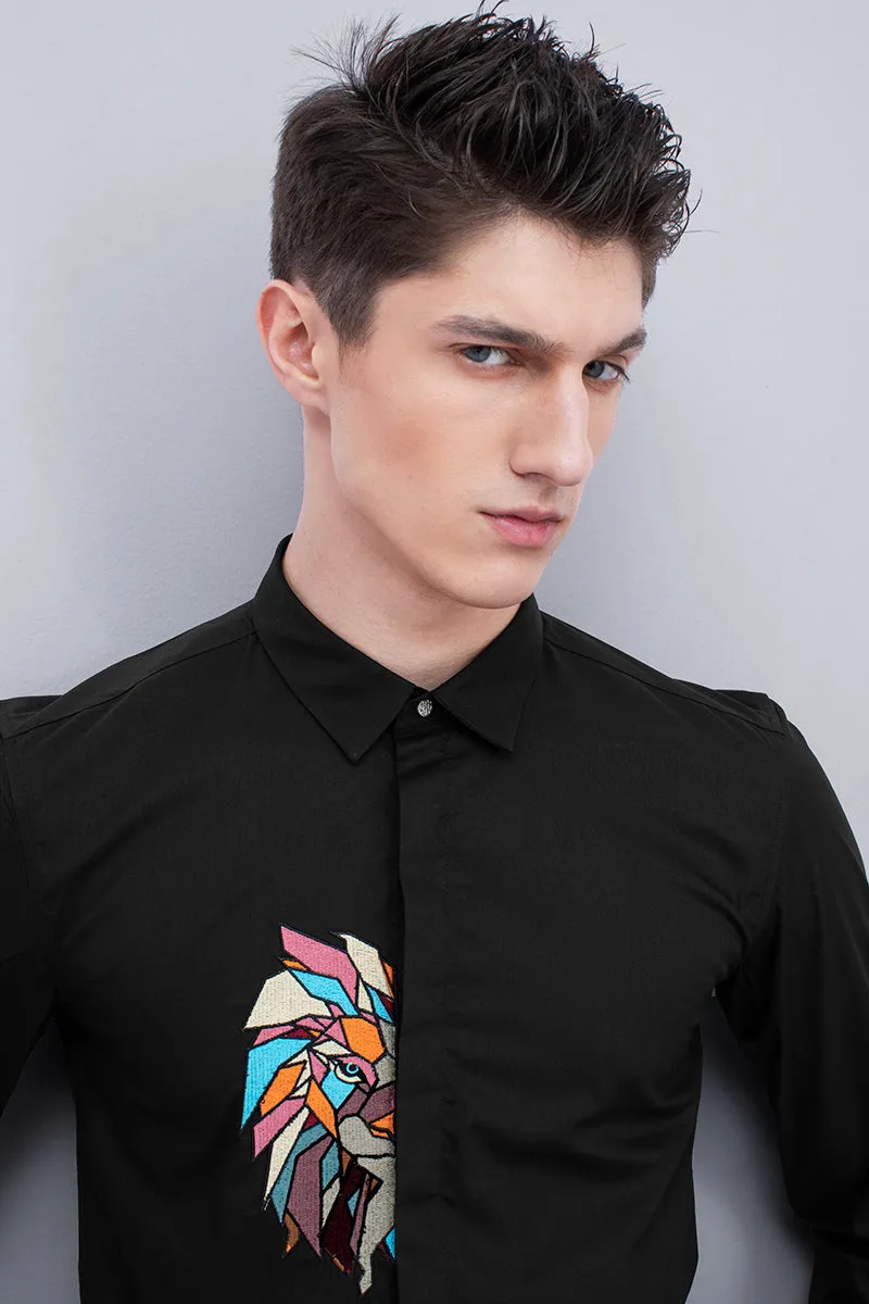 Black Lion Embroidery Shirt