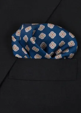 Blue Cream Red Pocket Square