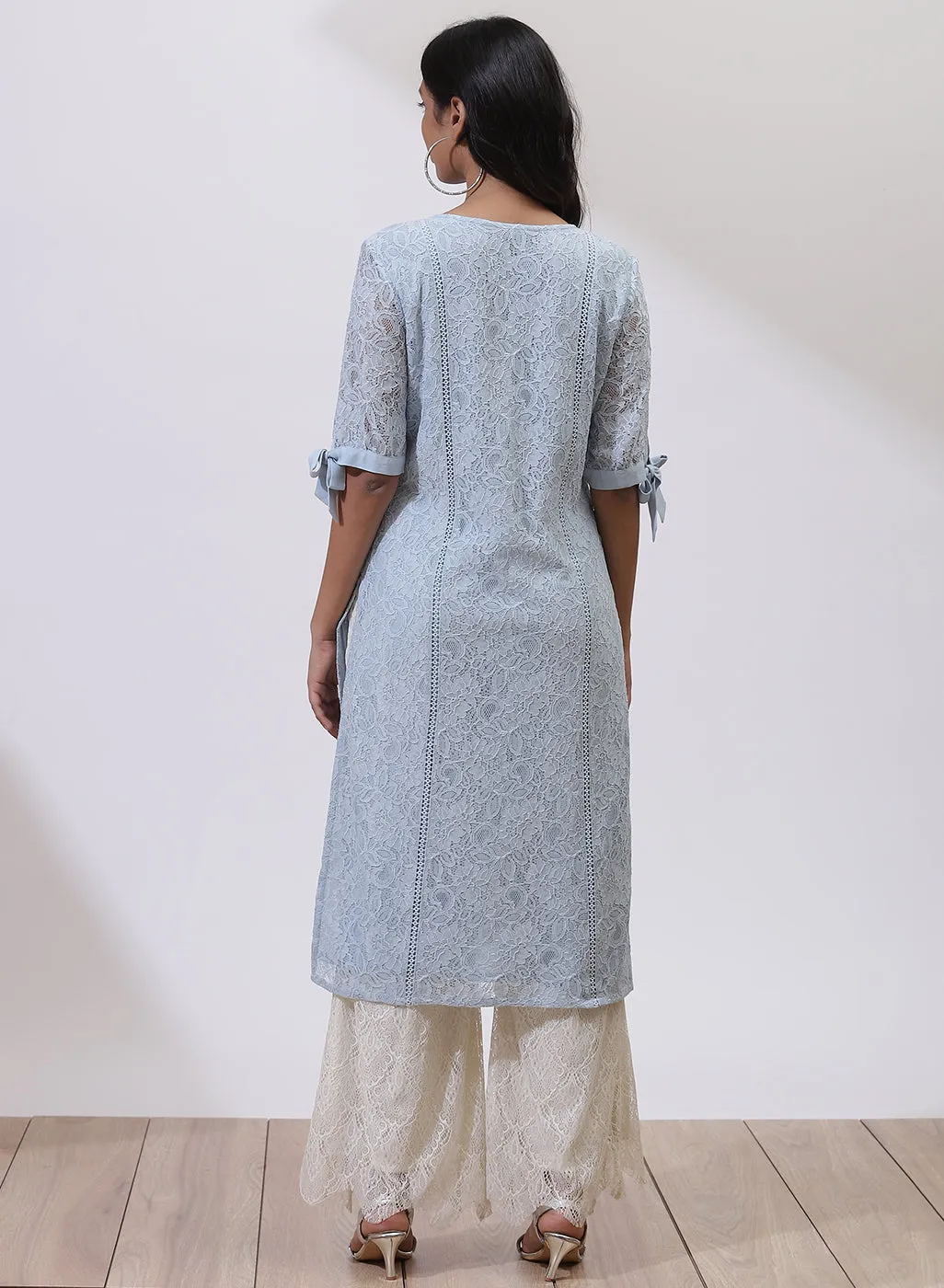 Blue Floral Nargis Kurta with Embroidery