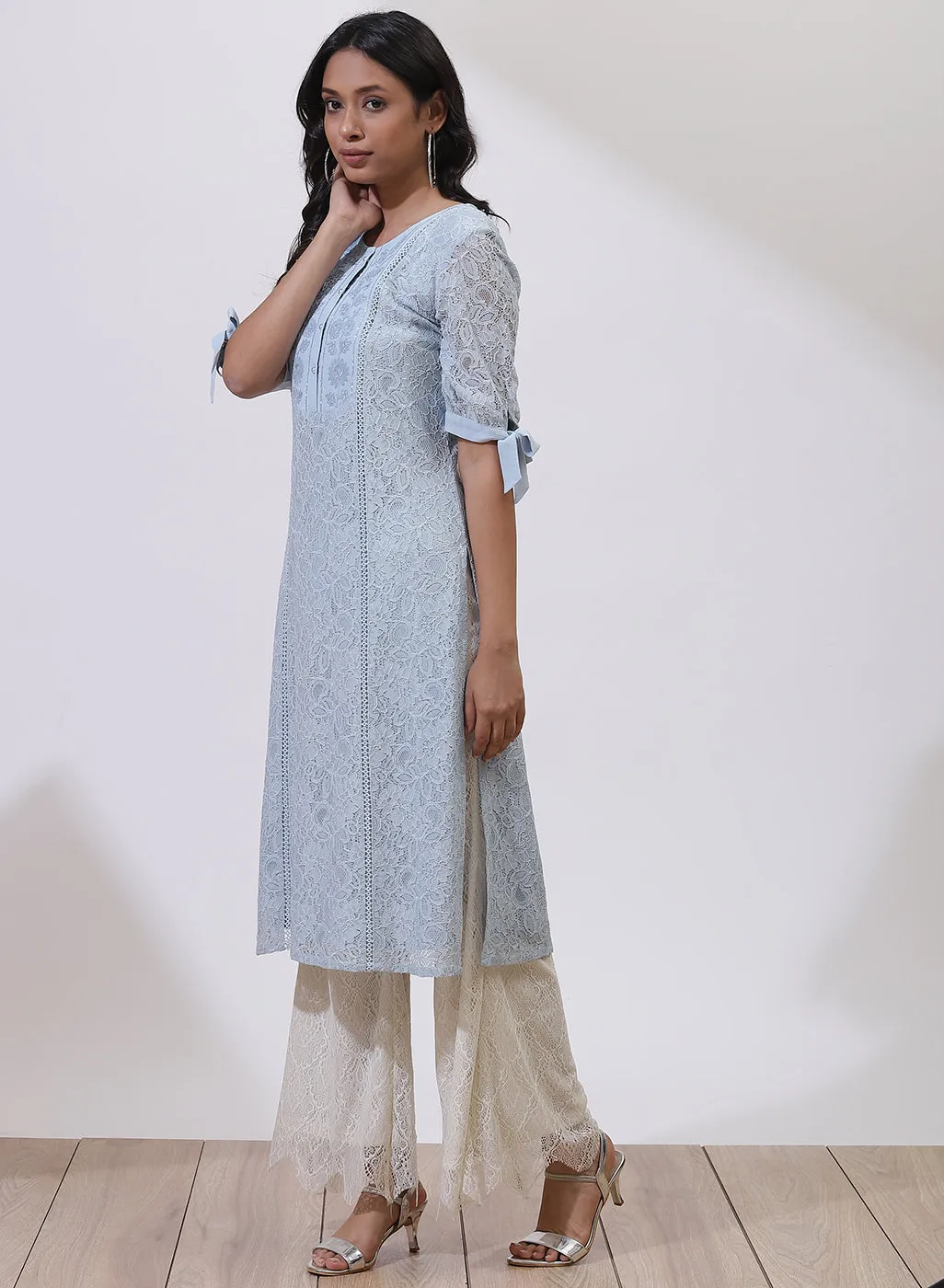 Blue Floral Nargis Kurta with Embroidery