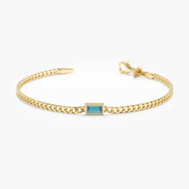 Blue Topaz Cuban Chain Bracelet, Blaise