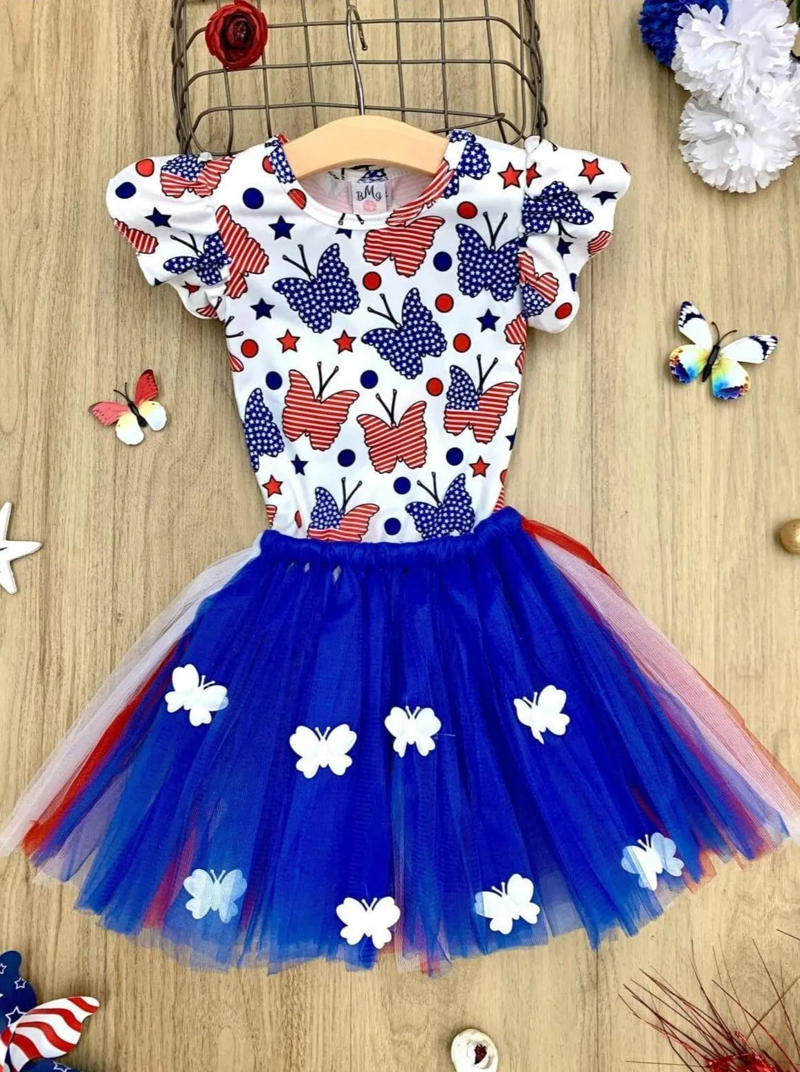 Bold Butterfly Top and Tutu Skirt Set