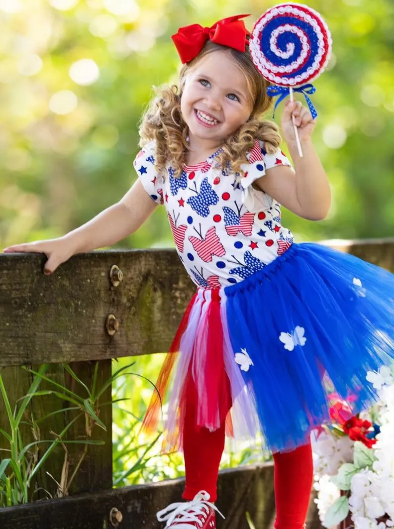 Bold Butterfly Top and Tutu Skirt Set