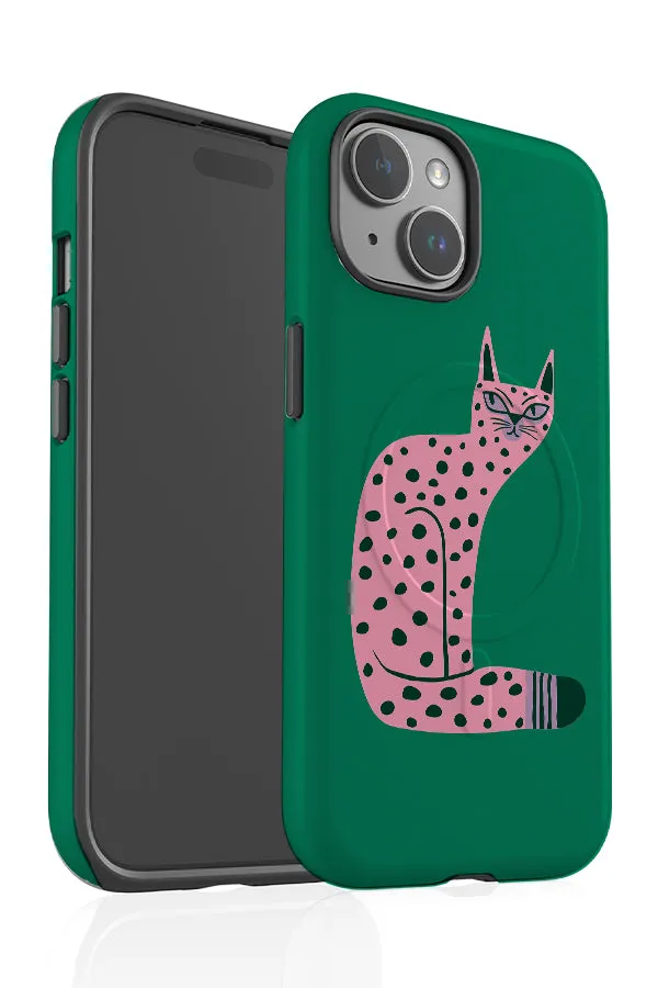 Bold Graphic Cat MagSafe Phone Case (Green)