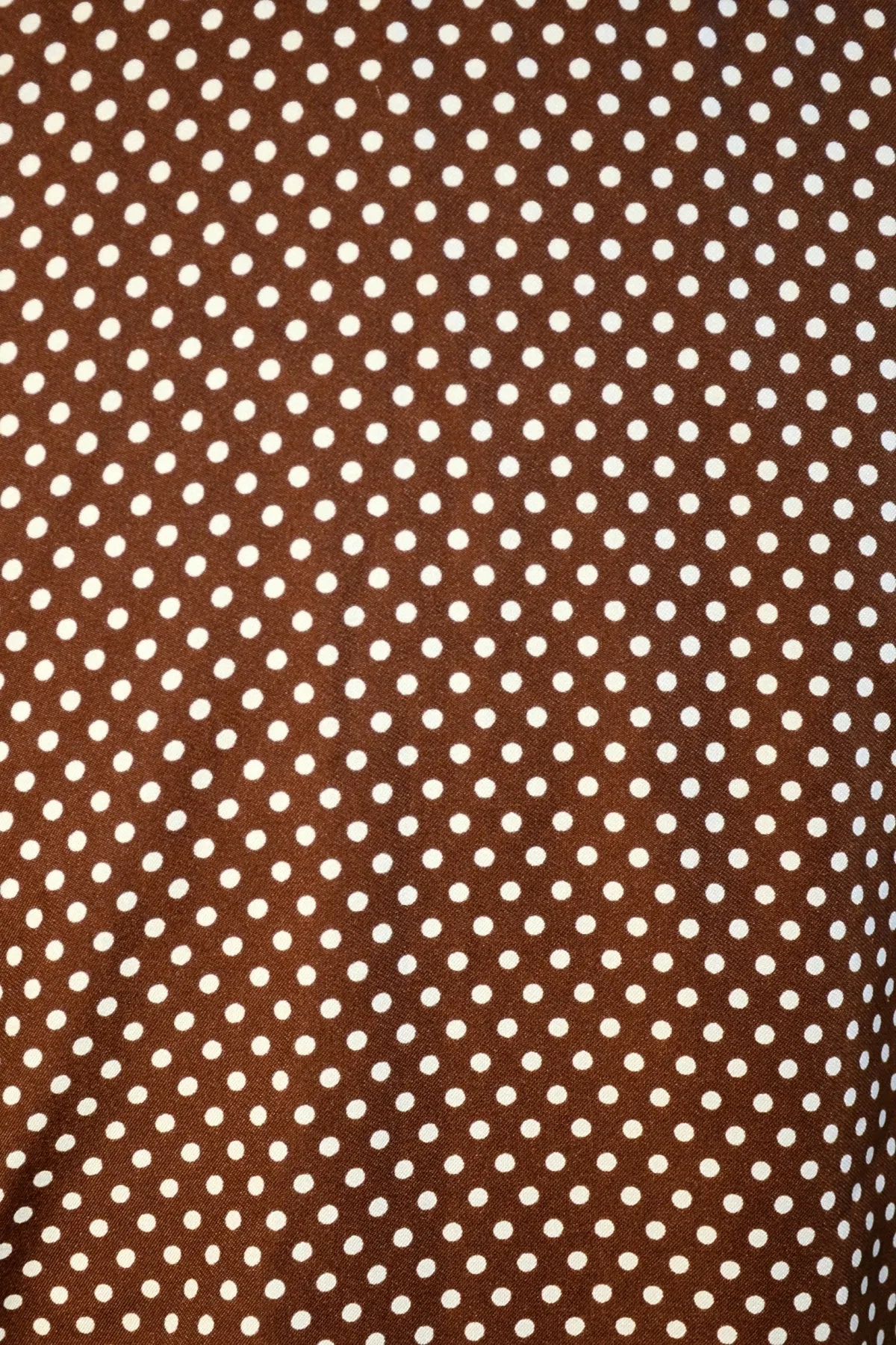 Brown Polka Dot Short Sleeve 70s Polyester Disco Shirt S