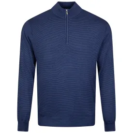 Canton Stripe Quarter Zip Mid Layer Navy - AW24