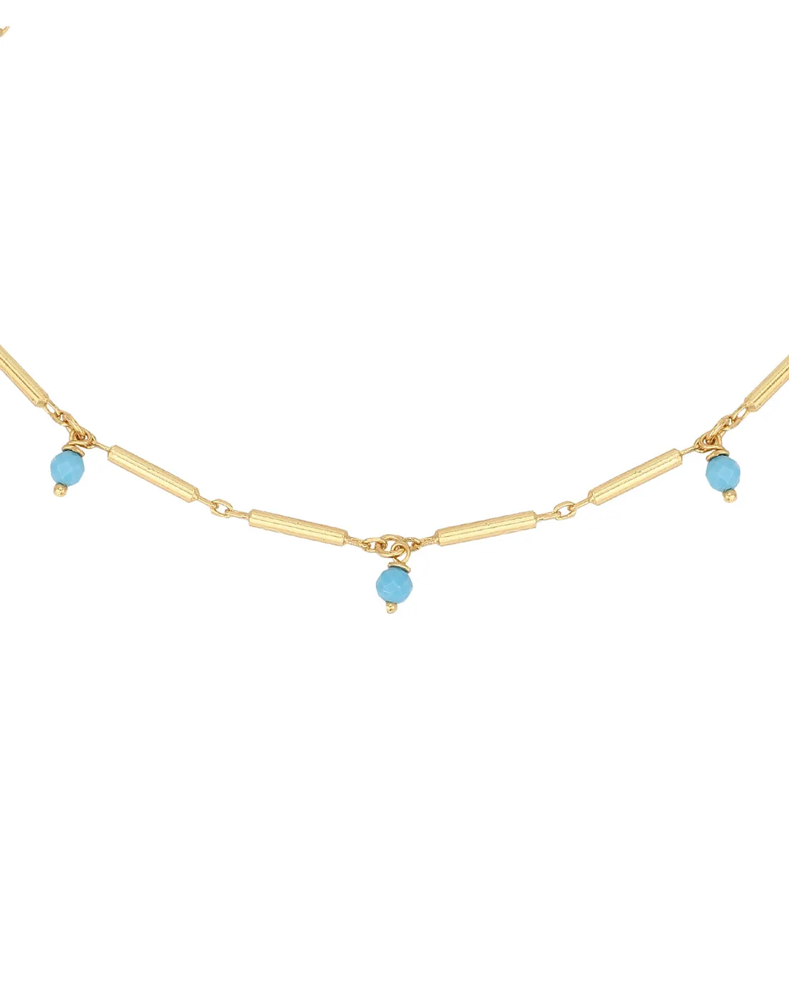 Carlton London Gold-Plated Blue Beads Anklet For Women