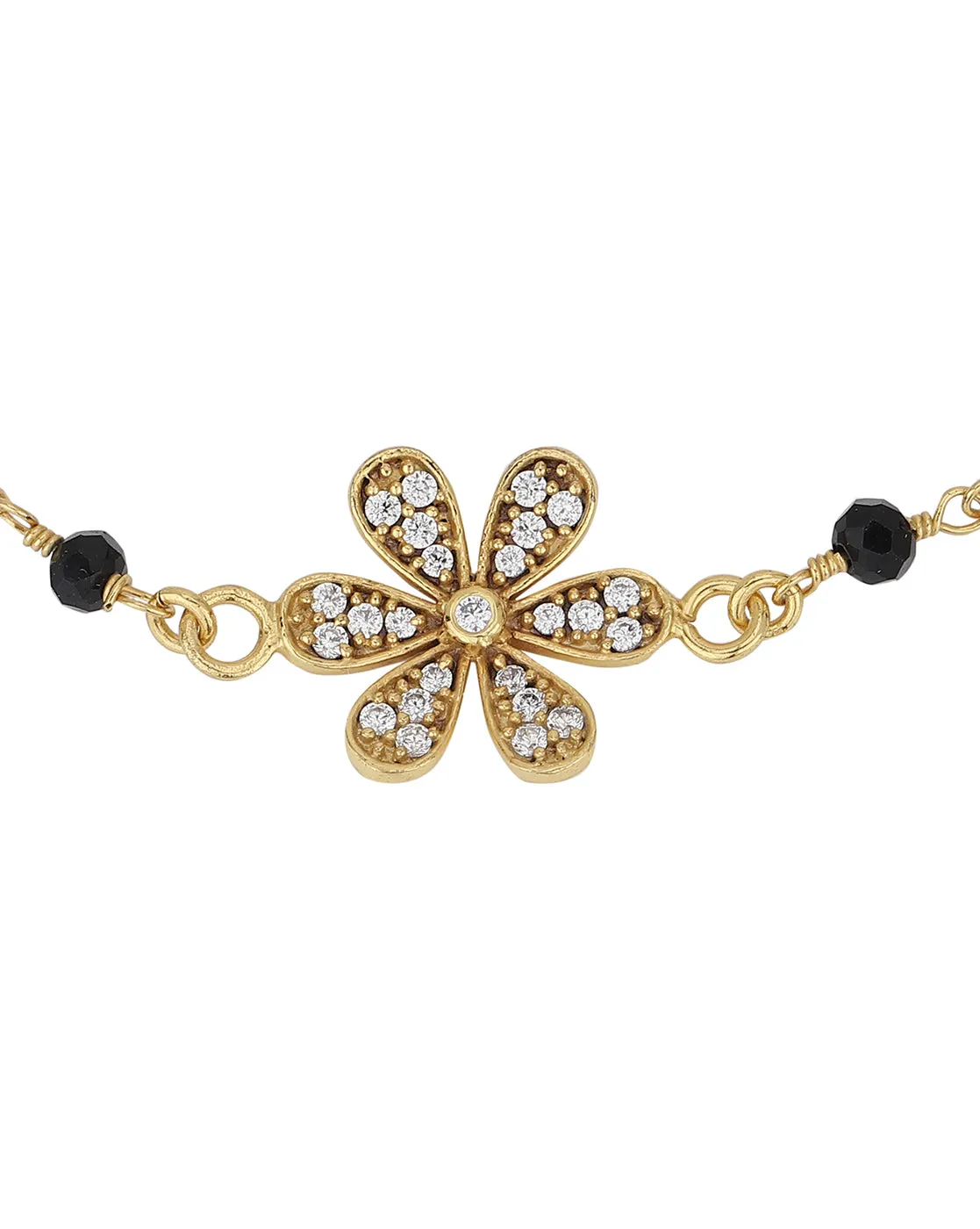 Carlton London Gold Plated Cz Studded Floral Bracelet For Women