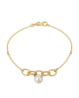 Carlton London Gold Plated With Pearls Charm Bracelet For Women