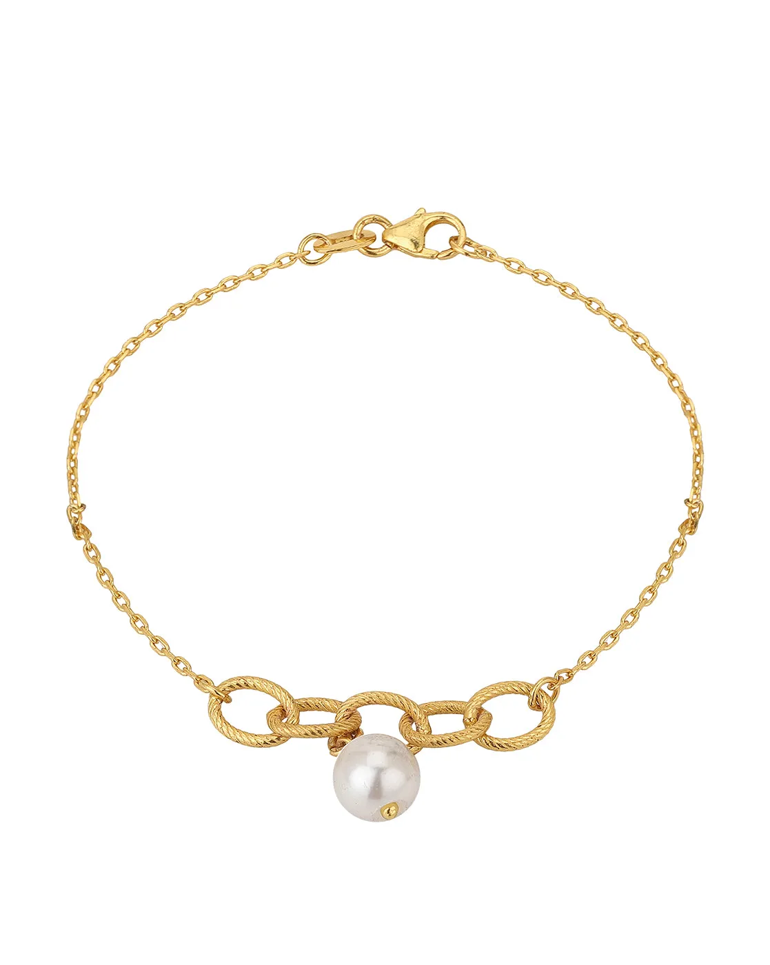 Carlton London Gold Plated With Pearls Charm Bracelet For Women